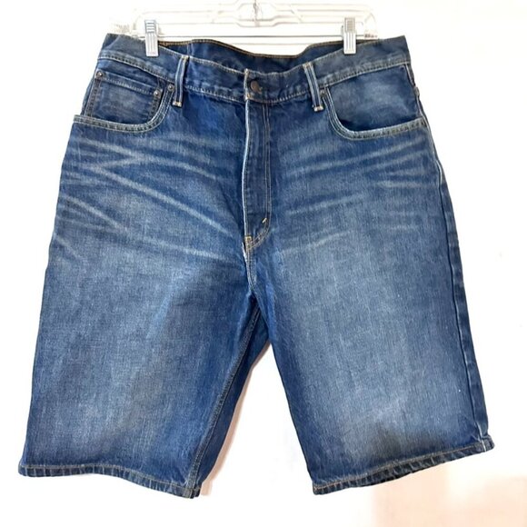 Levis 569 Denim Shorts Whiskers Vintage Men's Mans Blue Jeans Waist 36" - Picture 2 of 7